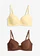 Lot de 2 soutiens-gorge push-up coton avec armatures, Couleur: marron + jaune pastel