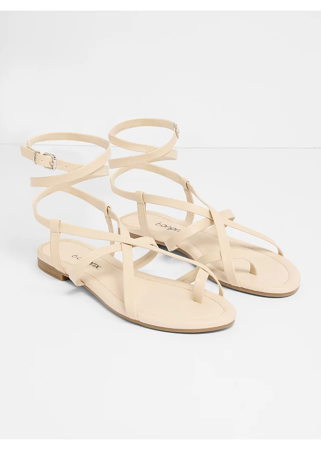 Sandale cu barete • bej nisipiu mat • magazin bonprix