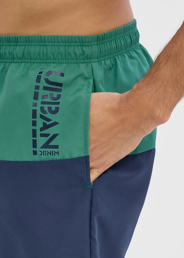 Short de bain motif color-block • vert bouteille-bleu foncé • product-page.page-title-suffix