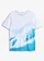 T-shirt 100% coton, Couleur: blanc-vert lagon imprimé