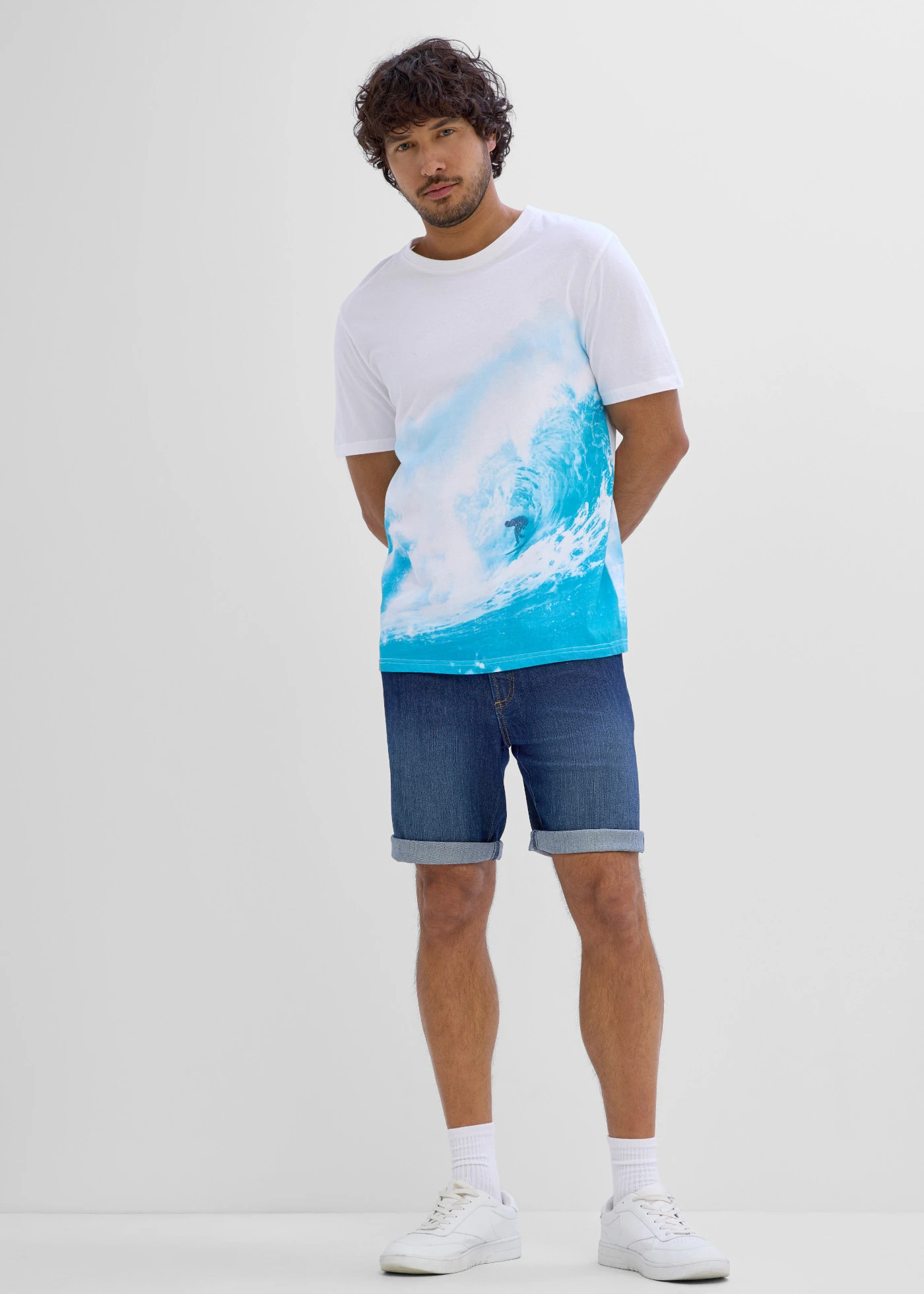 T-shirt 100% coton • blanc-vert lagon imprimé • product-page.page-title-suffix