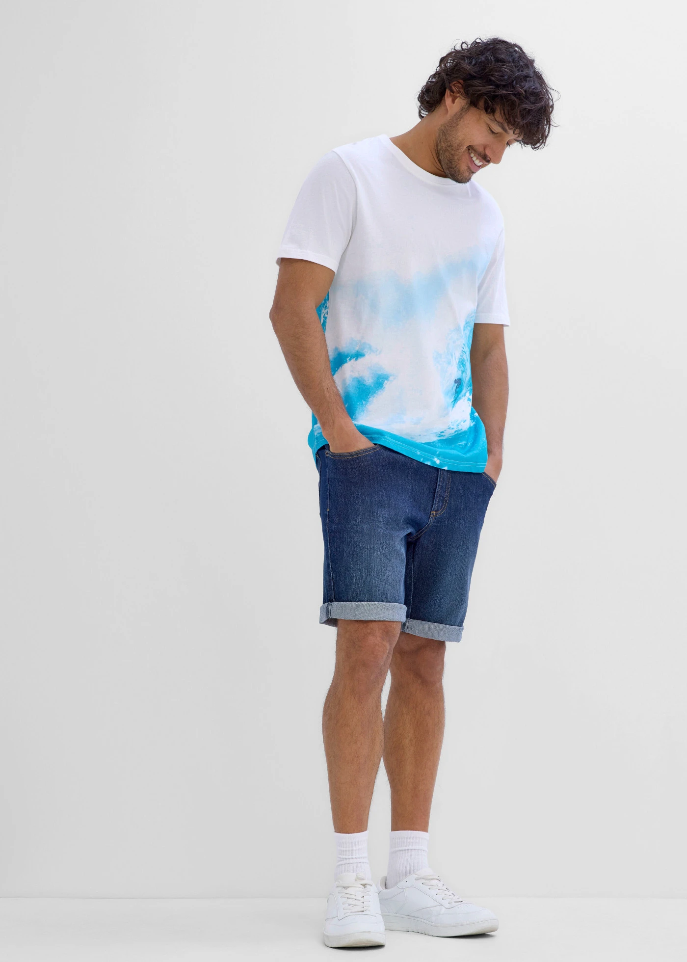 T-shirt 100% coton • blanc-vert lagon imprimé • product-page.page-title-suffix