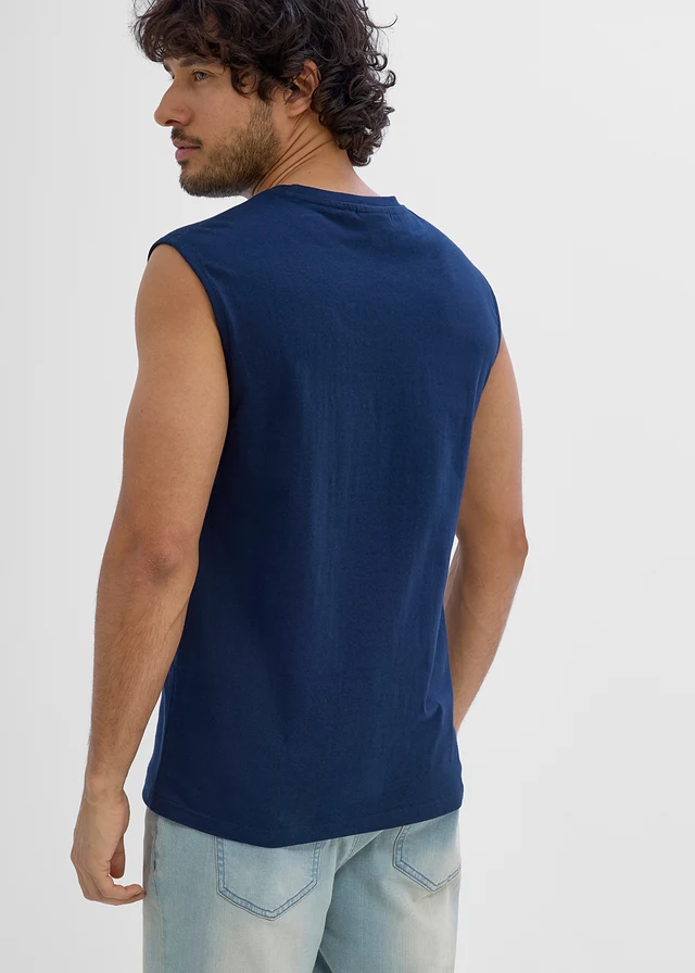 Maiou sport din bumbac organic 100% (set/2 buc.) • bleumarin+verde-mentă deschis cu imprimeu • magazin bonprix
