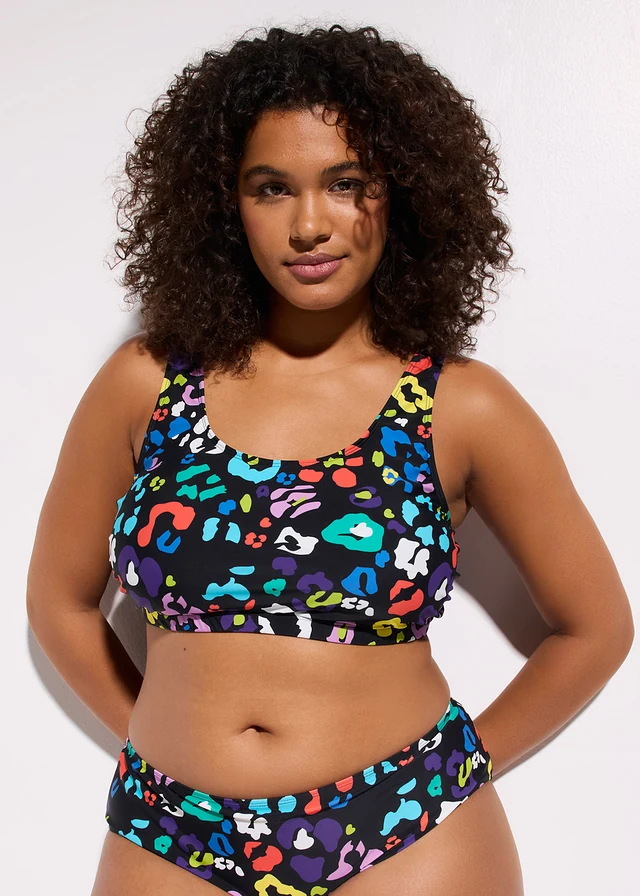 Lot de 2 hauts de bikini brassière, Couleur: noir/multicolore
