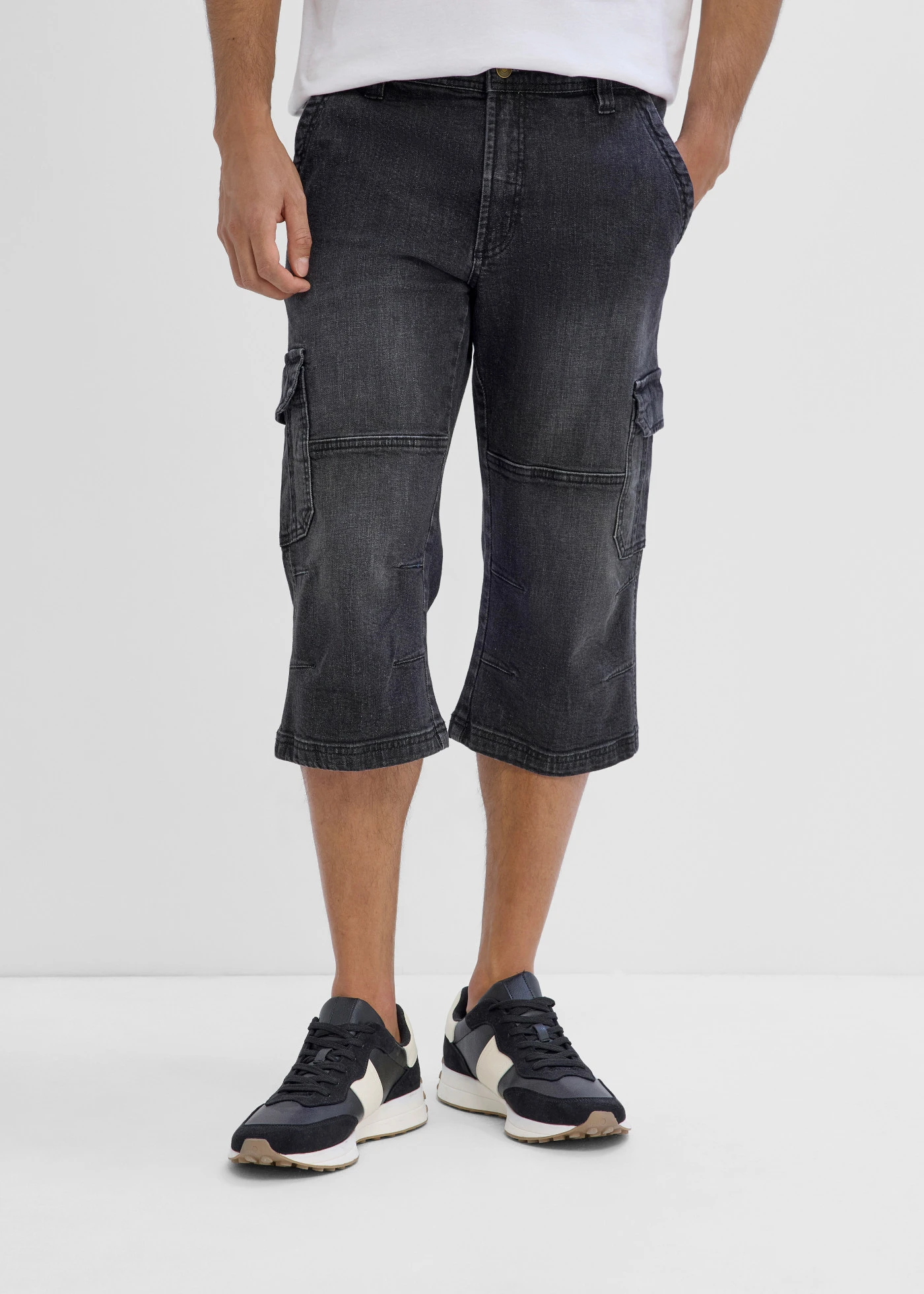 Jean cargo 3/4 regular droit • noir denim • Boutique bonprix