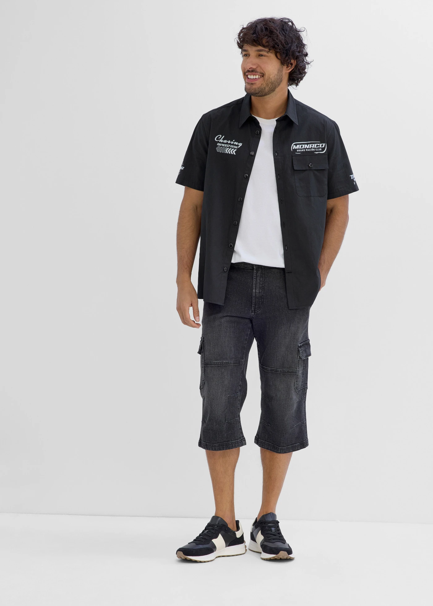 Jean cargo 3/4 regular droit • noir denim • Boutique bonprix