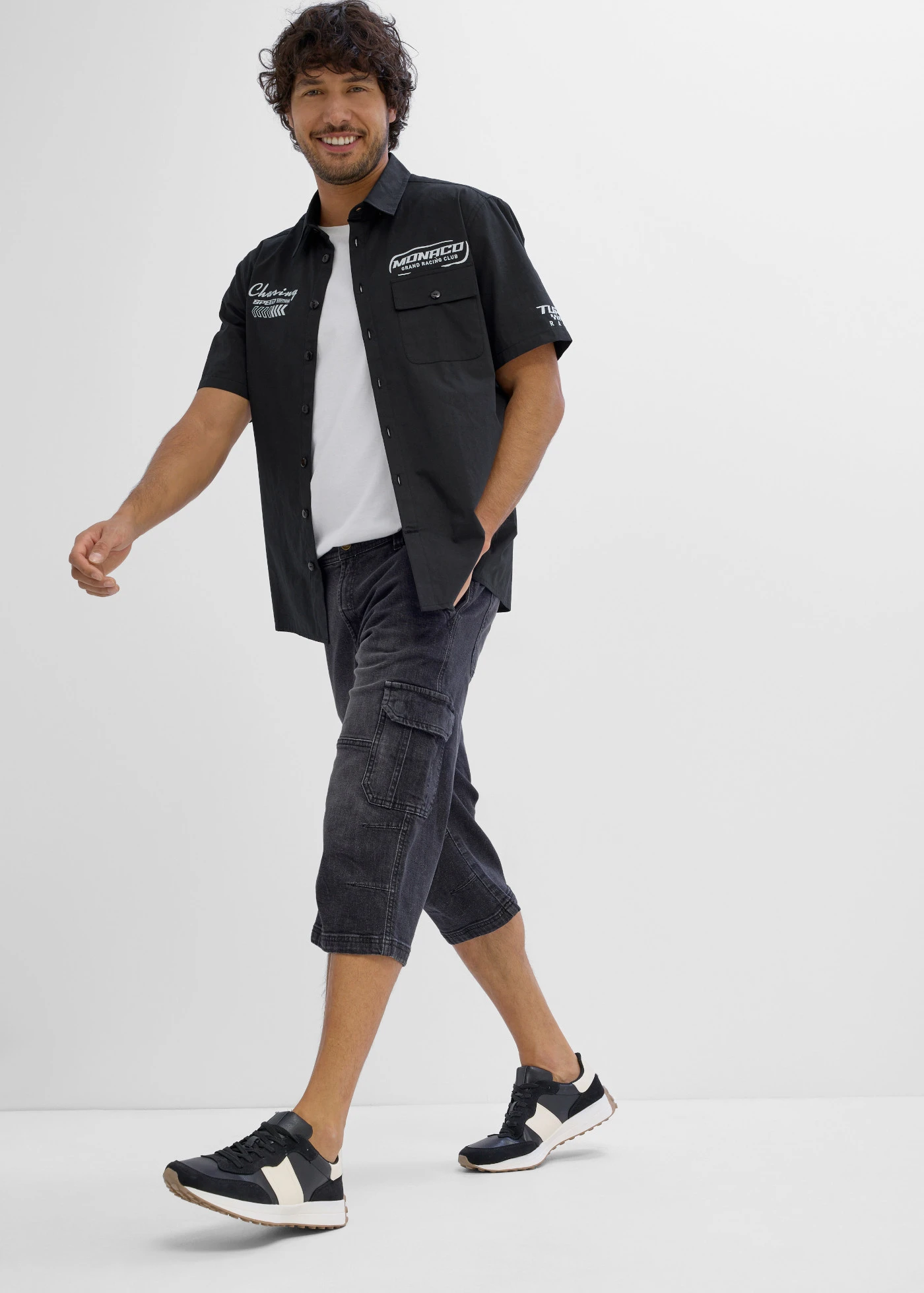 Jean cargo 3/4 regular droit • noir denim • Boutique bonprix