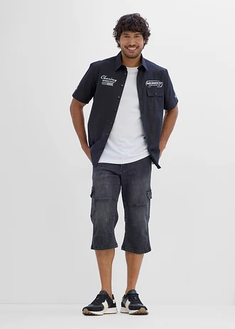 Chemise manches courtes 100% coton • noir imprimé • Boutique bonprix