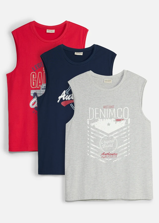 Lot de 3 débardeurs marcel 100% coton