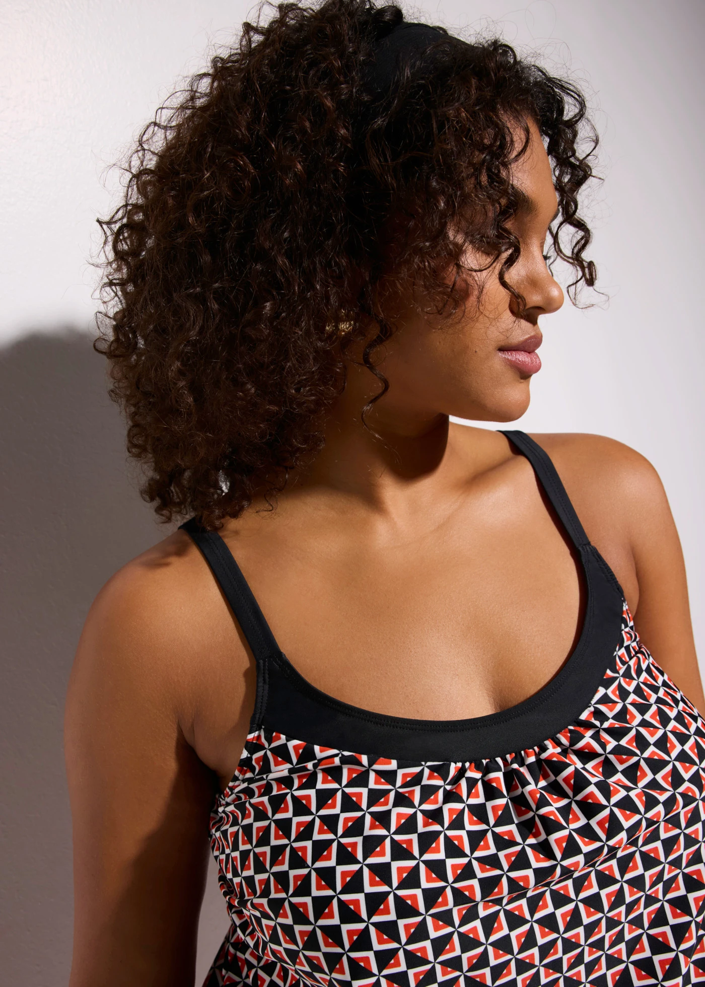 Oversized tankini (2-dlg. set) • wit/zwart/donkeroranje plus size • product-page.page-title-suffix