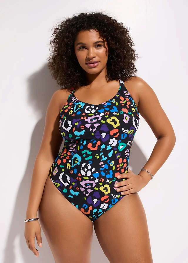 Corrigerend badpak, licht corrigerend • zwart-meerkleurig plus size • product-page.page-title-suffix
