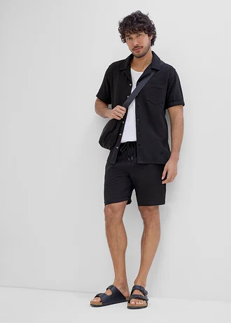 Mousseline short van katoen (set van 2) • zwart+rookolijfgroen • bonprix online shop