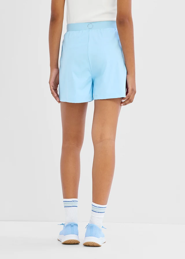 Short ultra léger à plis décoratifs, séchage rapide, Couleur: bleu clair