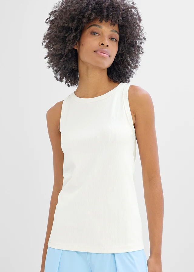Débardeur côtelé, séchage rapide, Couleur: blanc