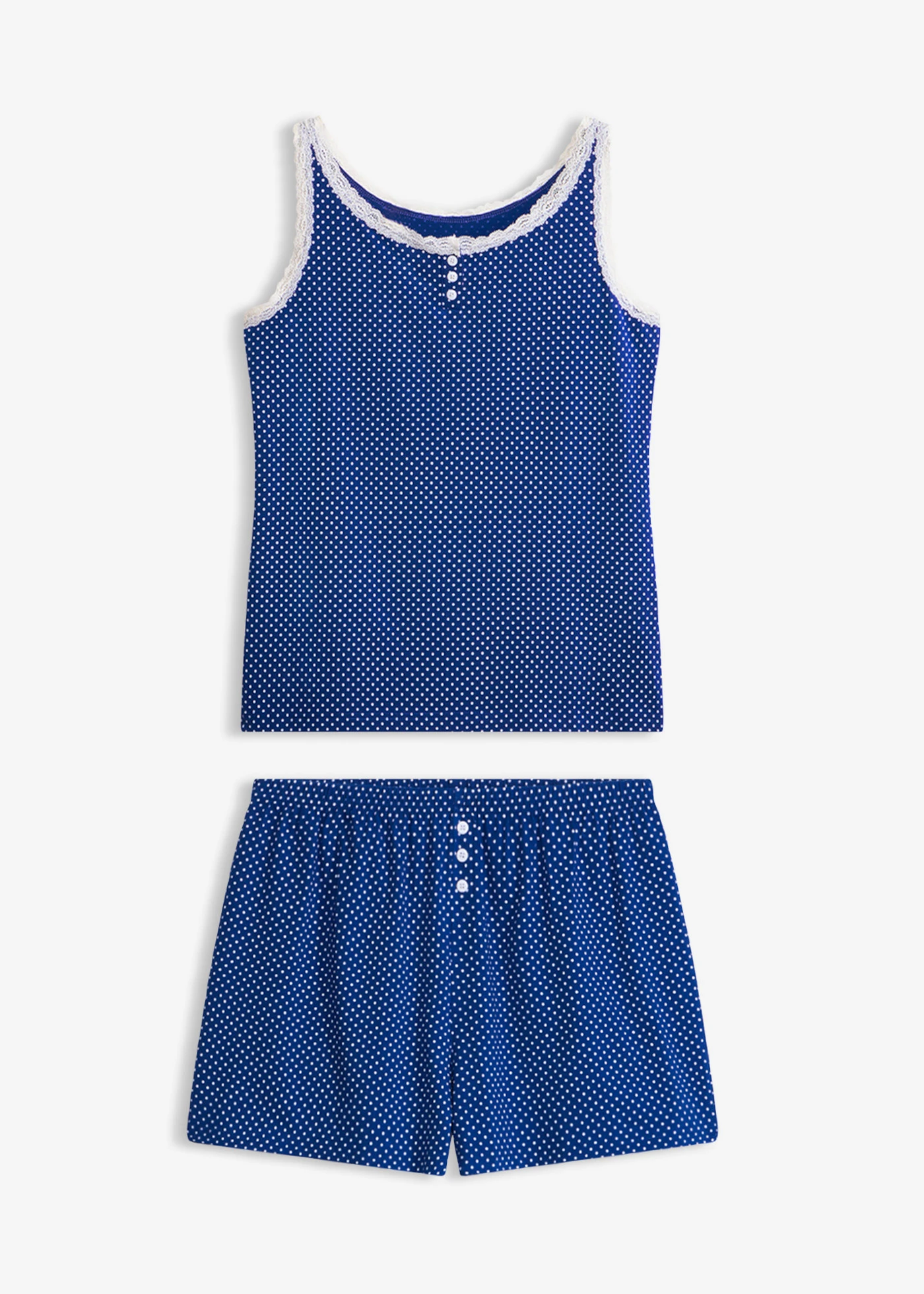 Pyjashort avec dentelle • bleu cobalt pois • product-page.page-title-suffix