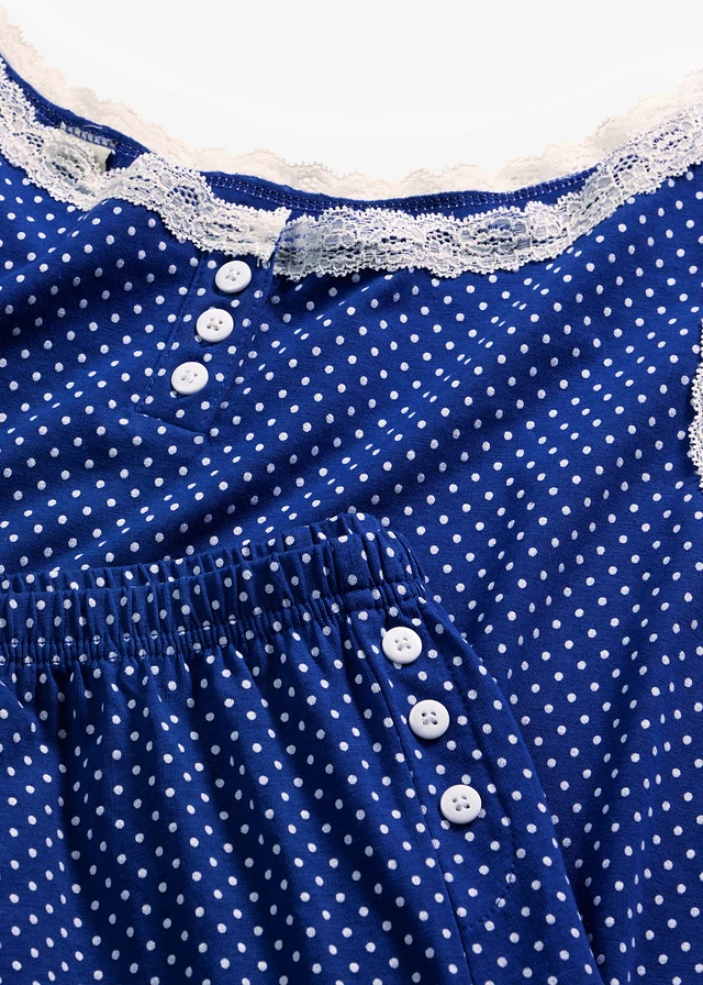Pyjashort avec dentelle • bleu cobalt pois • product-page.page-title-suffix