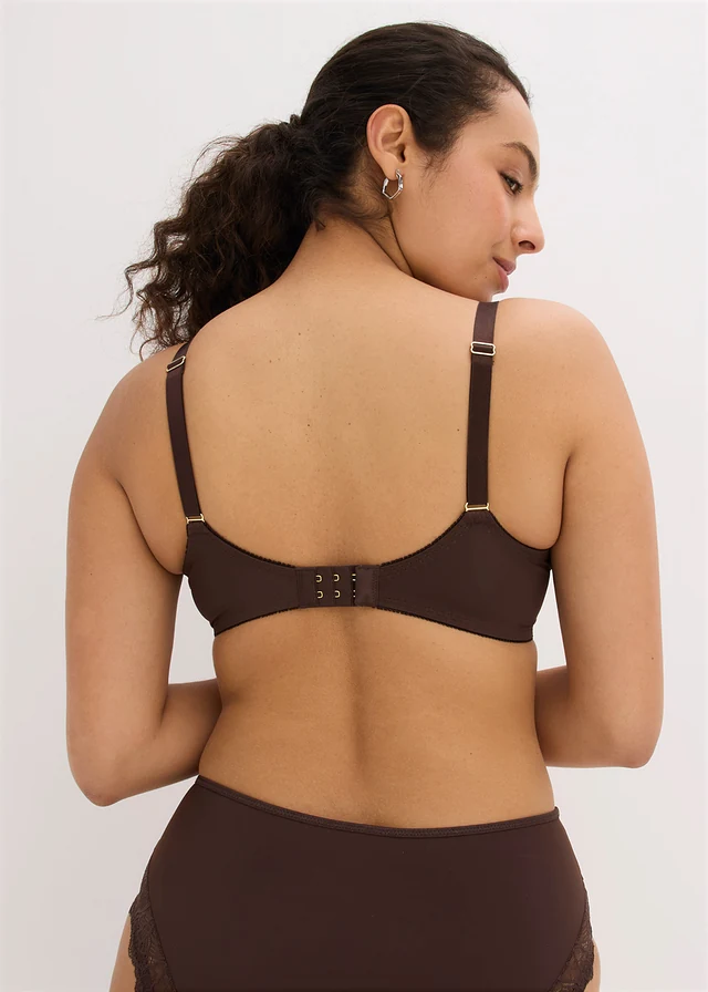 Sutien minimizer cu dantelă fină • maro închis • magazin bonprix