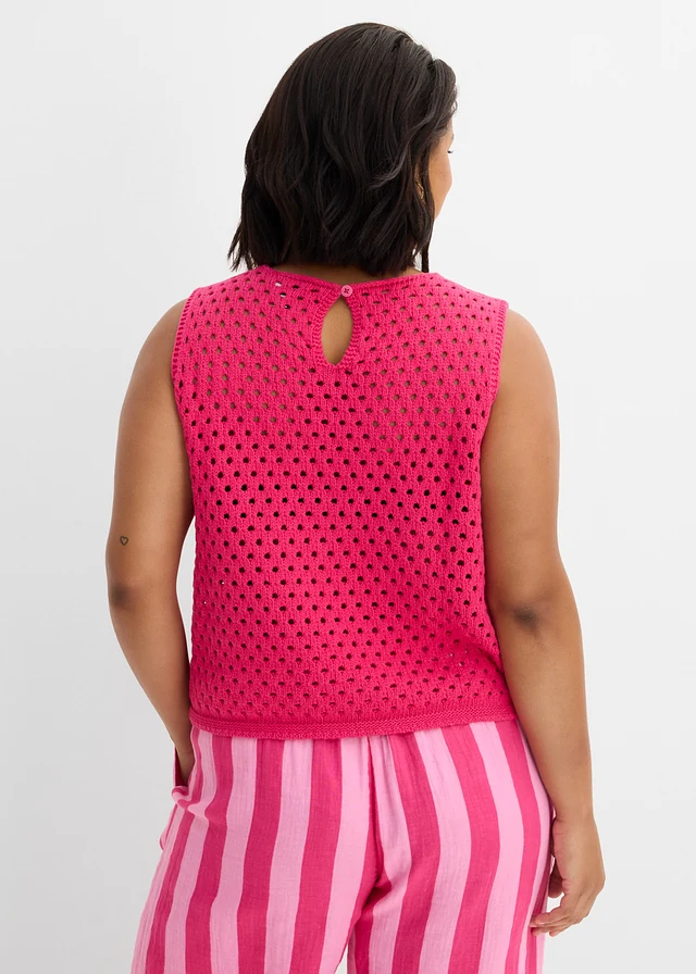 Top en crochet 100% coton, Couleur: fuchsia