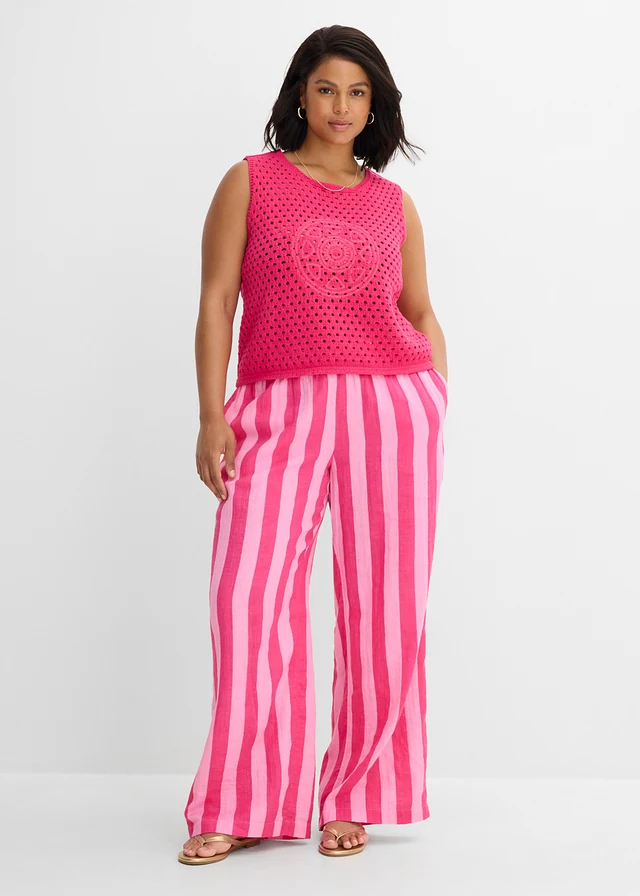 Top en crochet 100% coton, Couleur: fuchsia