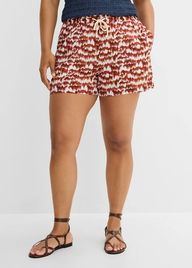 Short 100% coton, Couleur: blanc-magenta imprimé