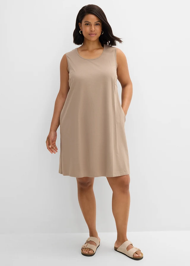Jersey jurk van puur biologisch katoen, Kleur: taupe