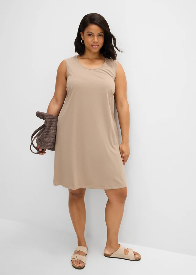 Jersey jurk van puur biologisch katoen, Kleur: taupe