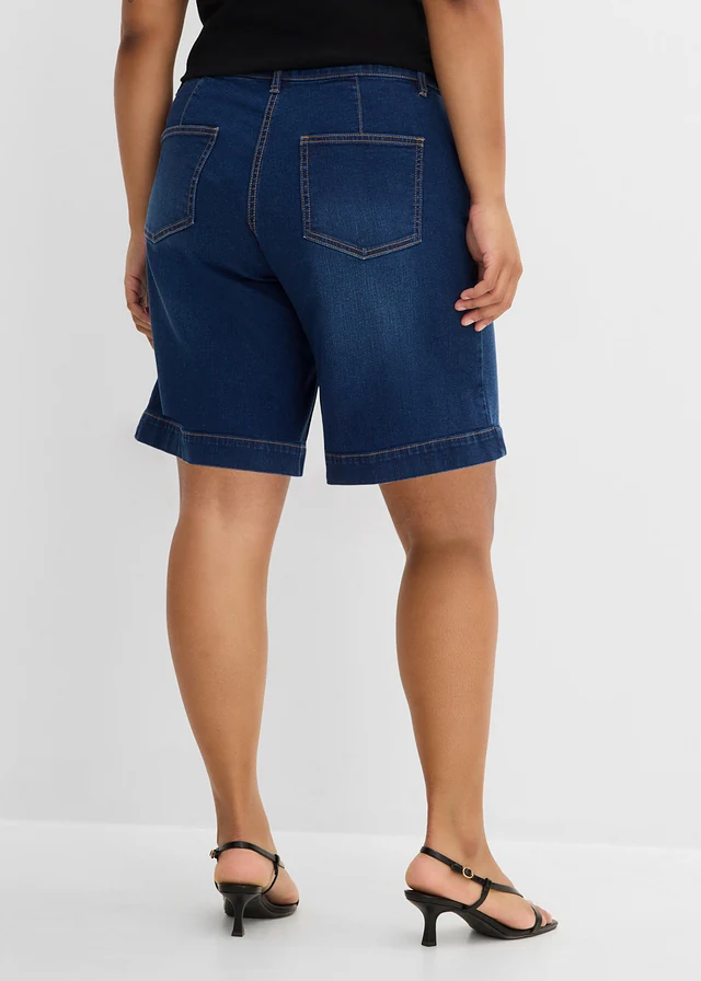 Džínové bermudy Mid Waist, z organické bavlny, barva: tmavě modrý denim used
