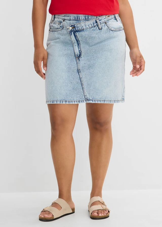 Spijkerrok met een asymmetrische band, Kleur: ijsblauw denim used