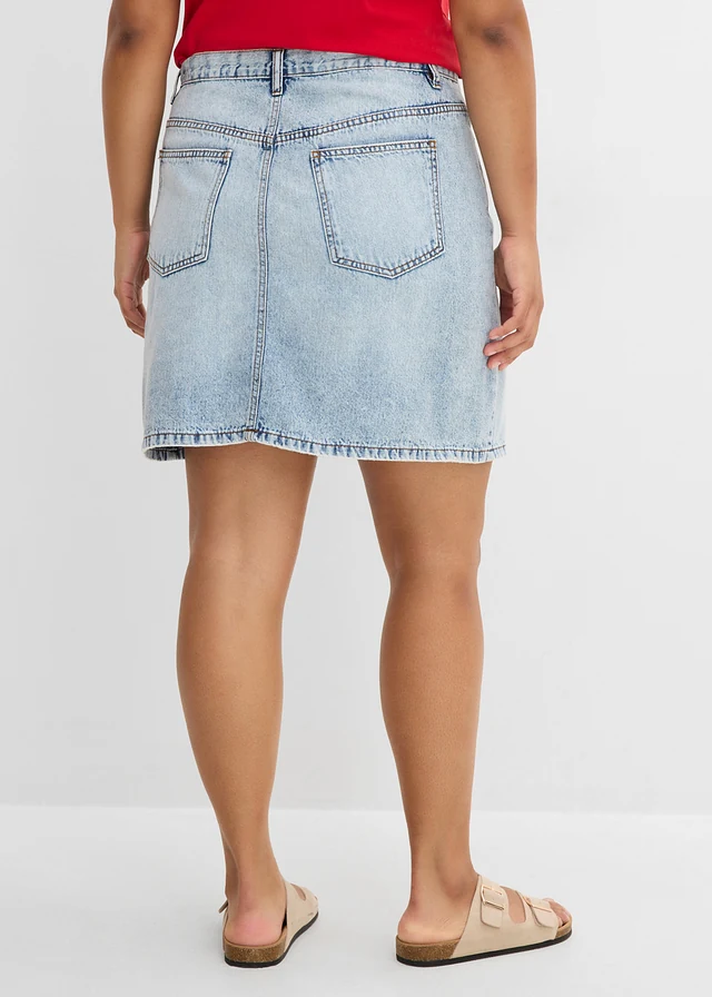 Spijkerrok met een asymmetrische band, Kleur: ijsblauw denim used