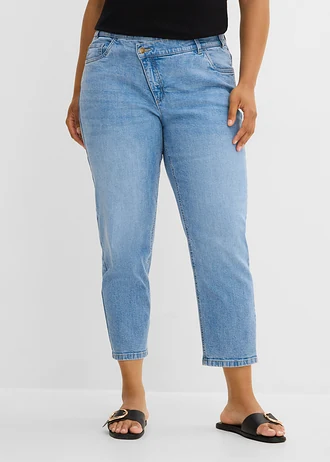 Jeansy mom, high waist, kolor: jasnoniebieski denim "used"