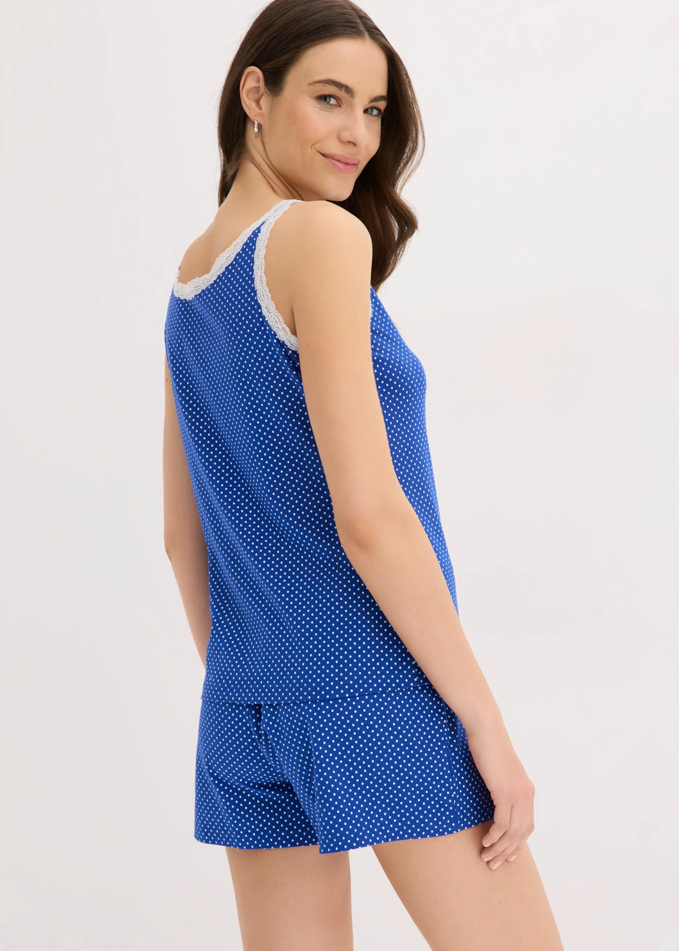 Pyjashort avec dentelle • bleu cobalt pois • product-page.page-title-suffix