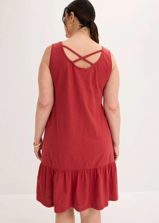 Robe en jersey 100% coton, Couleur: rouge désert
