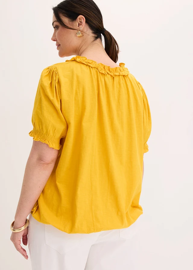 T-shirt en coton, Couleur: jaune safran