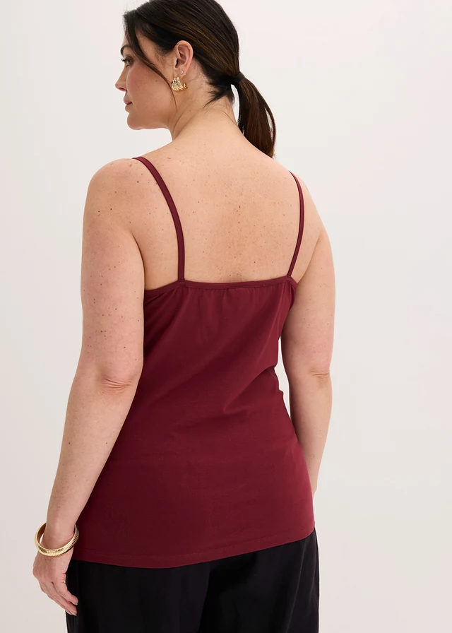 Topje met kant (set van 2), Kleur: esdoornrood+zwart