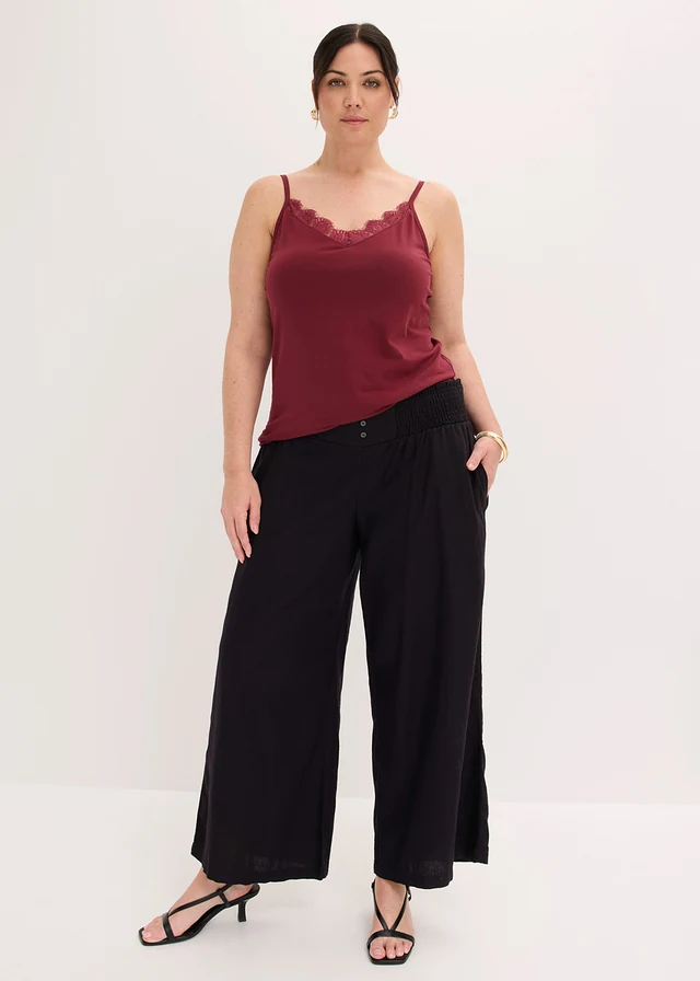 Topje met kant (set van 2), Kleur: esdoornrood+zwart
