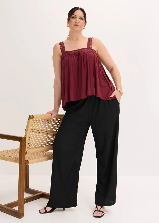 Top van zachte viscose, Kleur: esdoornrood