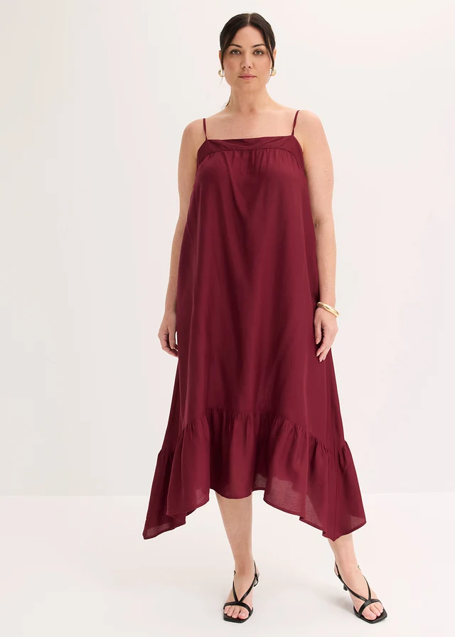 Midi jurk van soepele viscose, Kleur: esdoornrood