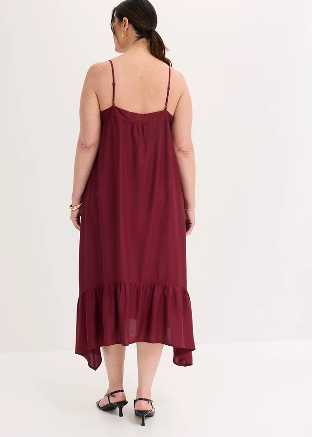 Midi jurk van soepele viscose, Kleur: esdoornrood
