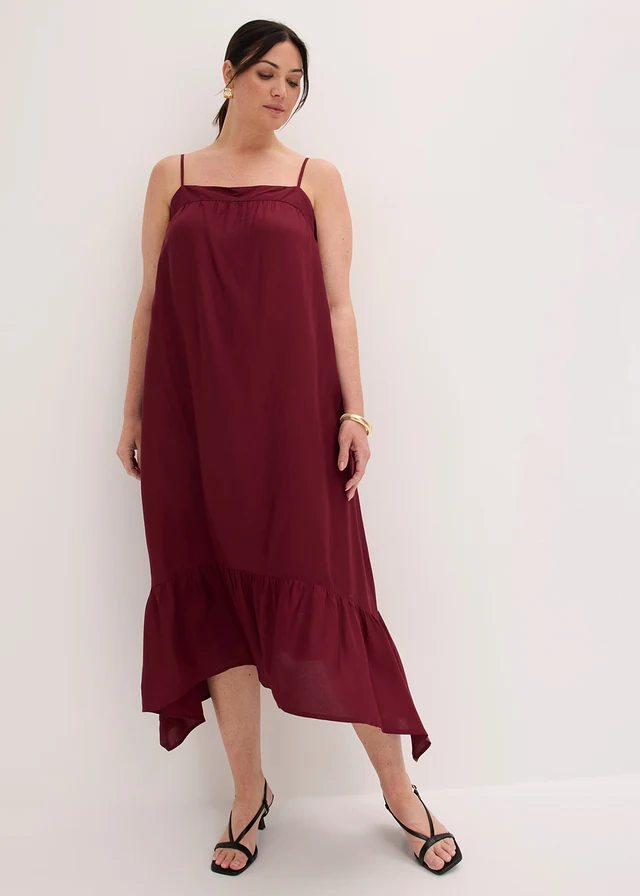 Midi jurk van soepele viscose, Kleur: esdoornrood