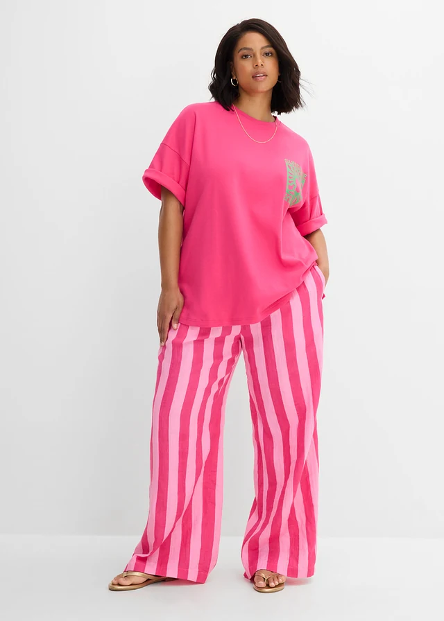 Oversize triko z čisté organické bavlny, barva: pinklady-opálově zelená s potiskem