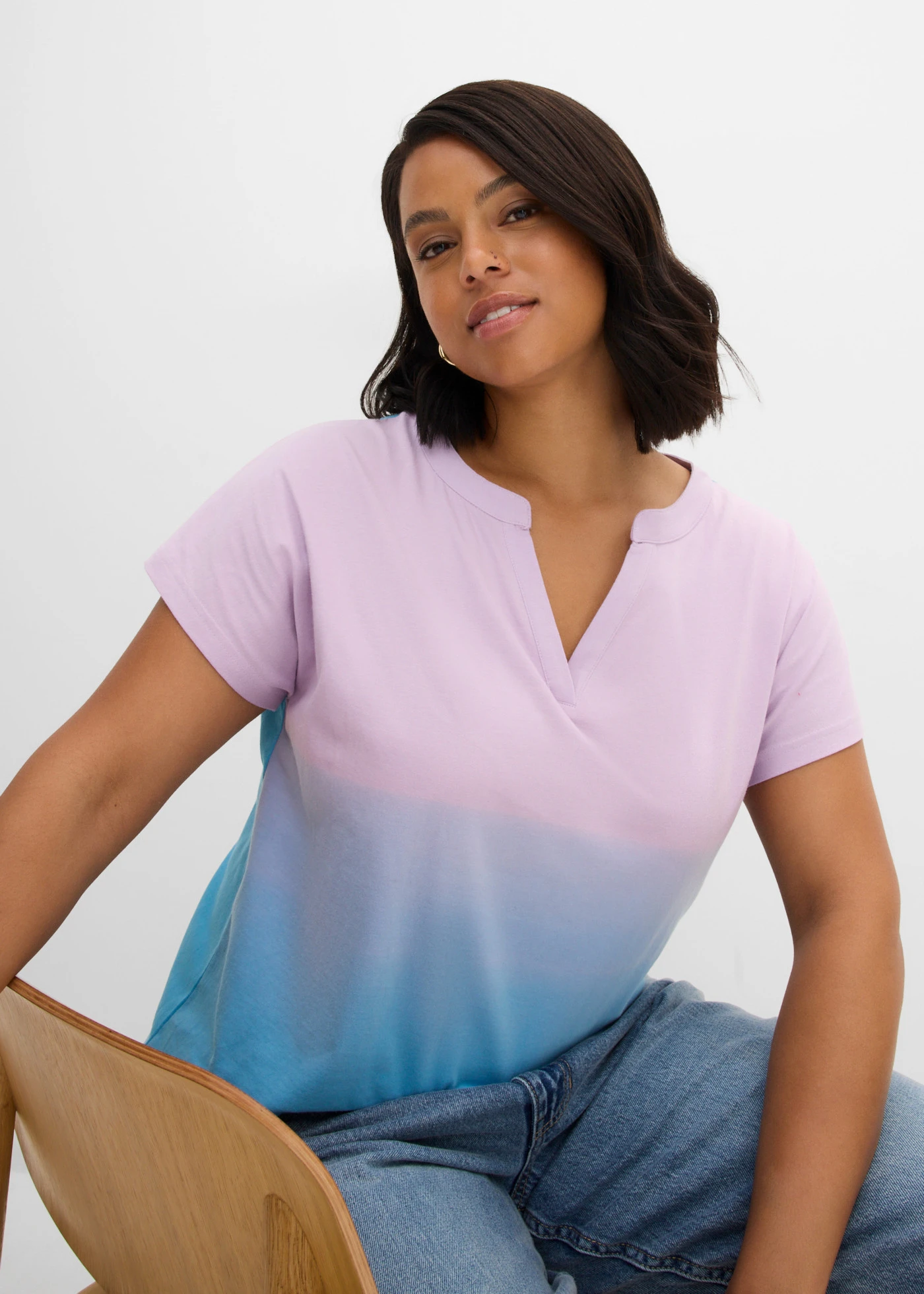 Shirt met ombré dye effect • blauw-paars plus size • product-page.page-title-suffix