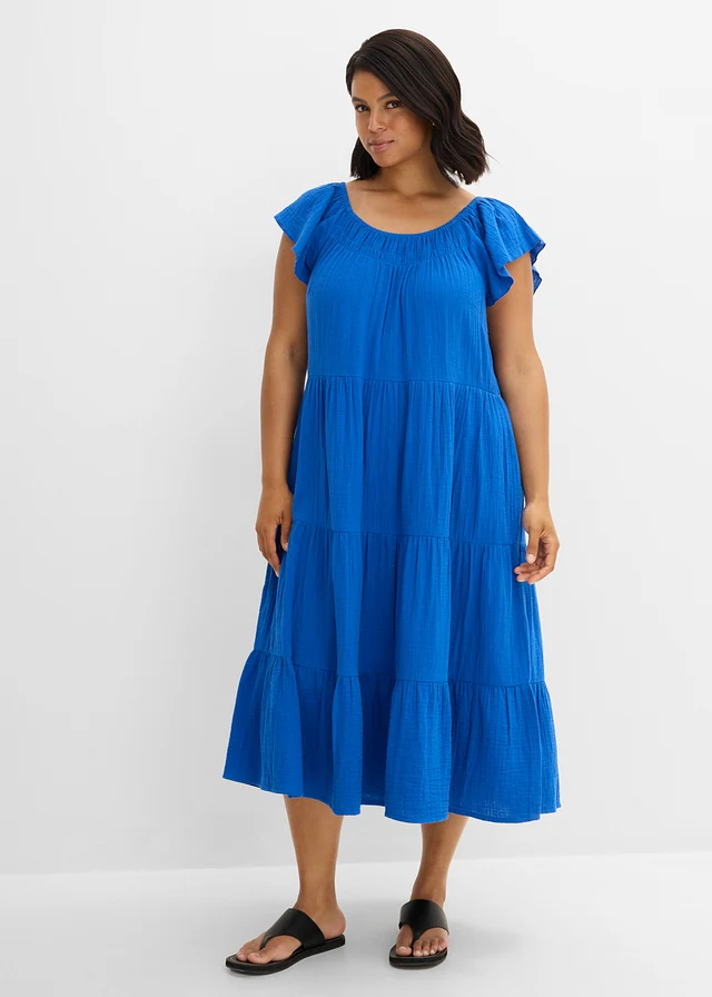 Jurk van luchtige mousseline, Kleur: arctisch blauw