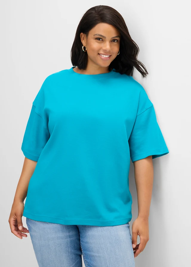 Oversized shirt van puur, zwaar biologisch katoen, Kleur: laguneblauw