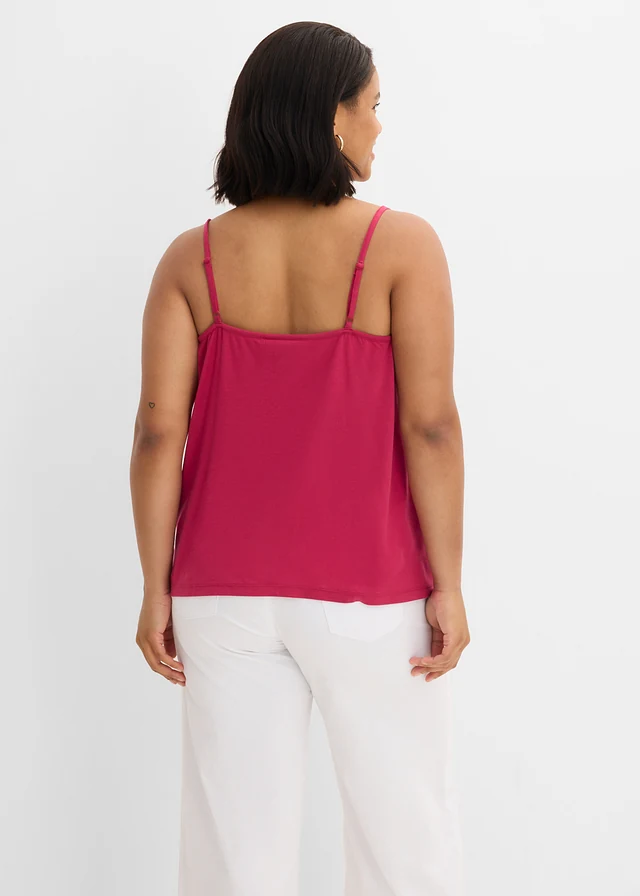 Top fluide à bretelles spaghetti en lyocell extensible, Couleur: magenta
