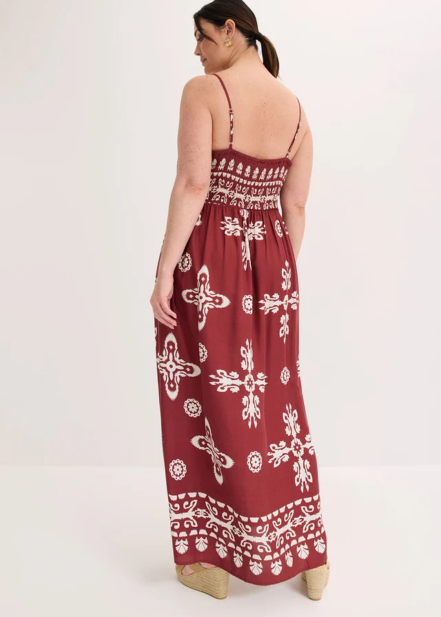 Jurk van soepele viscose, Kleur: bordeaux gedessineerd