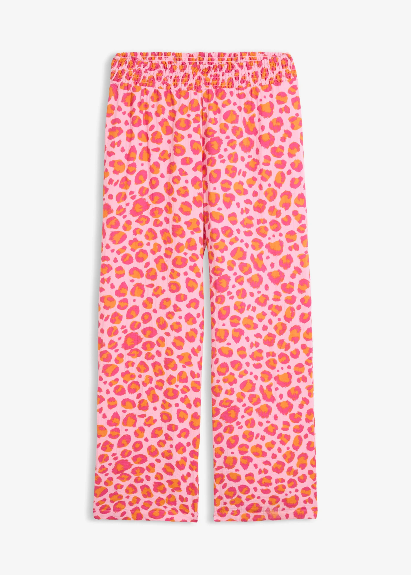 Pantalon taille élastiquée en gaze de coton • rose-fuchsia léopard • Boutique bonprix