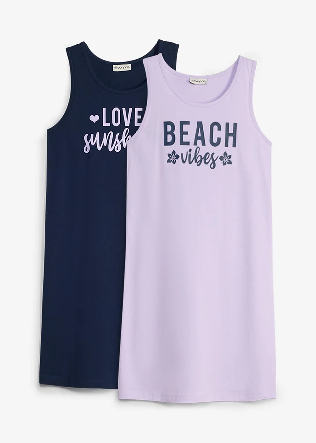 Jersey jurk van biologisch katoen (set van 2)