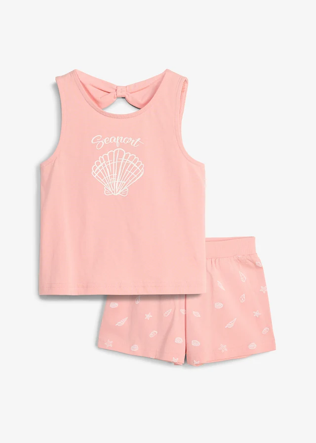 Top et short 100% coton (ens. 2 pces), Couleur: rose pâle-blanc imprimé