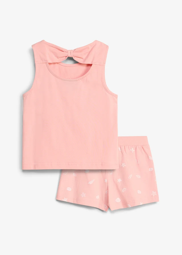 Top și pantaloni scurți 100% din bumbac organic (set/2piese) • roz soft-alb cu imprimeu • magazin bonprix