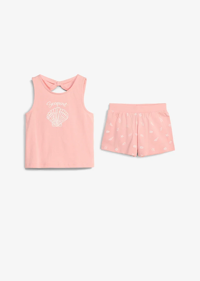 Top en korte broek van biologisch katoen (2-dlg. set), Kleur: soft roze-wit met print